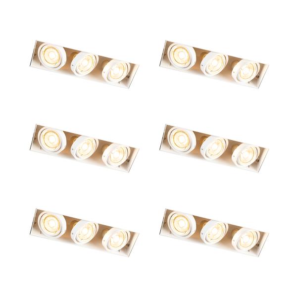 Sada 6 zapuštěných bodových světel bílá nastavitelná bezrámečková 3-světla - Oneon