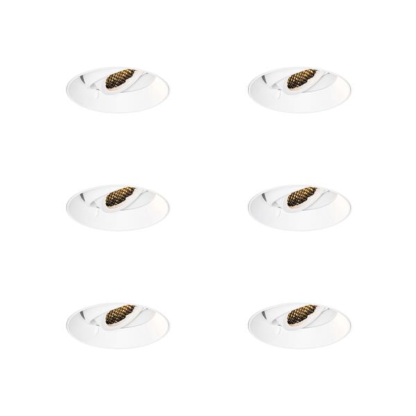 Sada 6 moderních zapuštěných bodových svítidel bílá GU10 kulatá bez okrajů - Oneon Honey