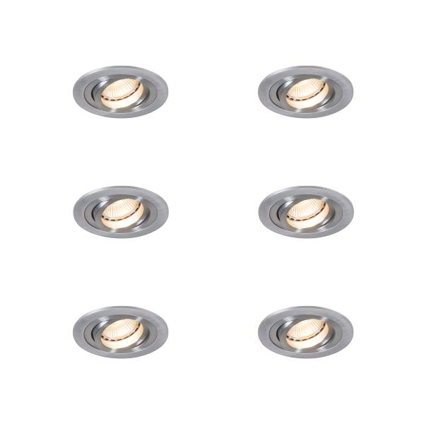 Sada 6 moderních zapuštěných bodových světel ocel - Rondoo
