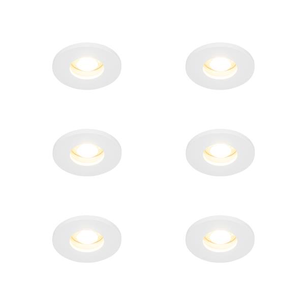 Sada 6 moderních koupelnových zapuštěných bodových světel bílá - Shed