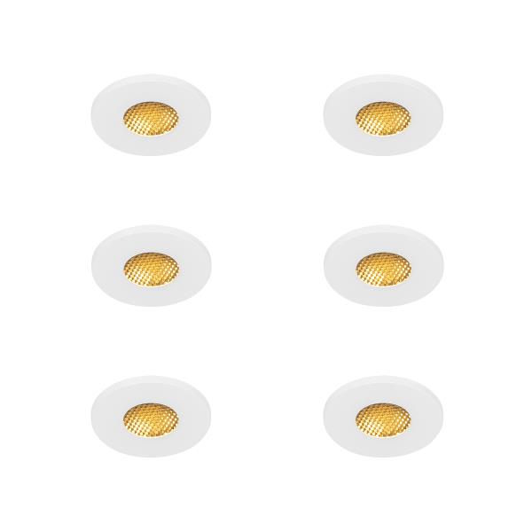 Sada 6 moderních koupelnových zapuštěných bodových svítidel bílá IP54 - Shed Honey