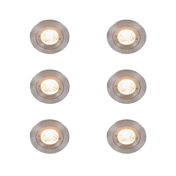 Sada 6 moderních zapuštěných bodových svítidel ocel kulatá IP44 - Xena