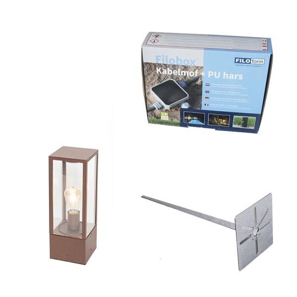 Průmyslové stojací venkovní svítidlo rezavě hnědá 40 cm IP44 - Charlois