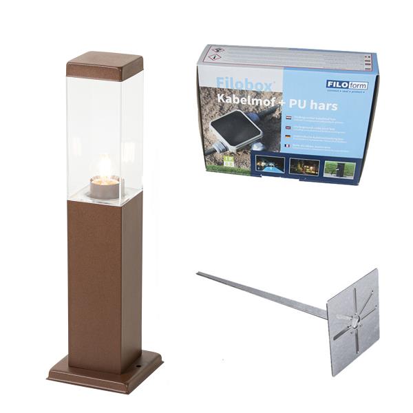 Moderní venkovní lampový sloup rezavohnědý 45 cm - Malios