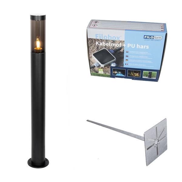 Moderní černá venkovní sloupková lampa 80 cm IP44 - Rox