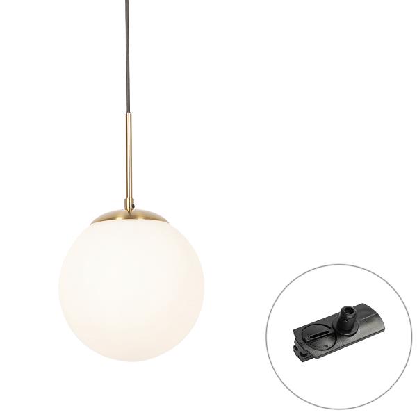 Závěsné svítidlo Art Deco zlaté s opálovým sklem vč. adaptéru na kolejnici černý 1-fázový - Iconic Flore