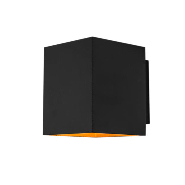 Designová nástěnná lampa černá a zlatá obdélníková - Sola