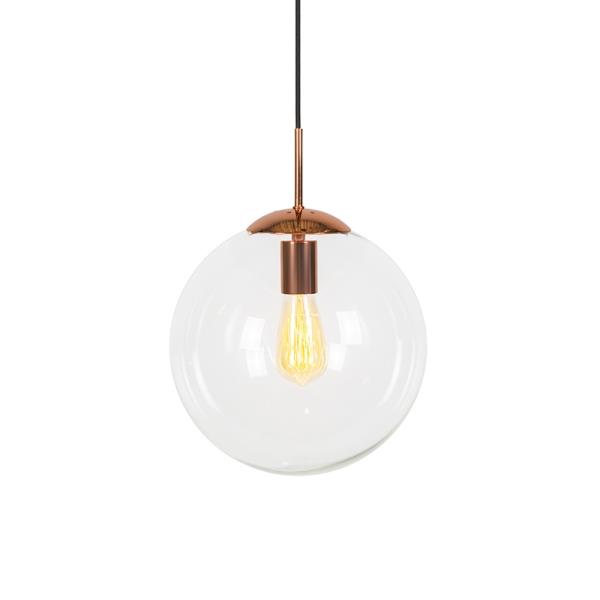 Závěsné svítidlo Art Deco měděné s průhledným sklem 30 cm - Ball 30