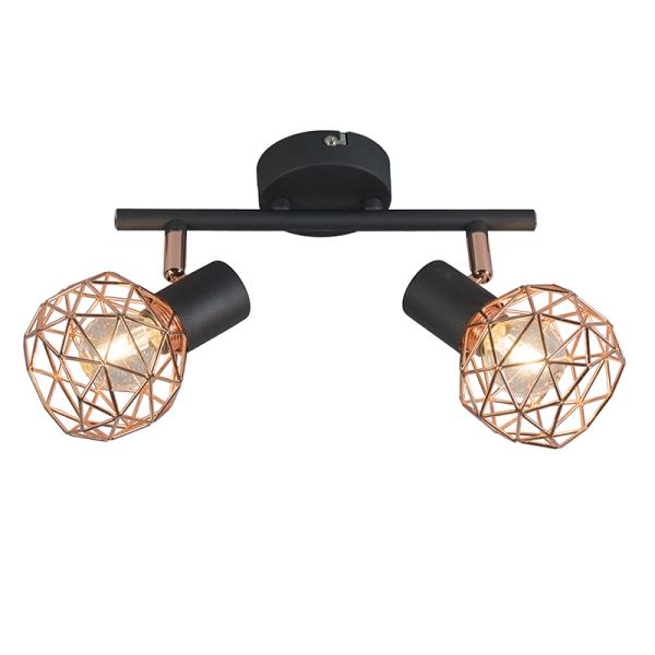 Moderní bodové světlo černé s mědí 2-světlo - Mesh