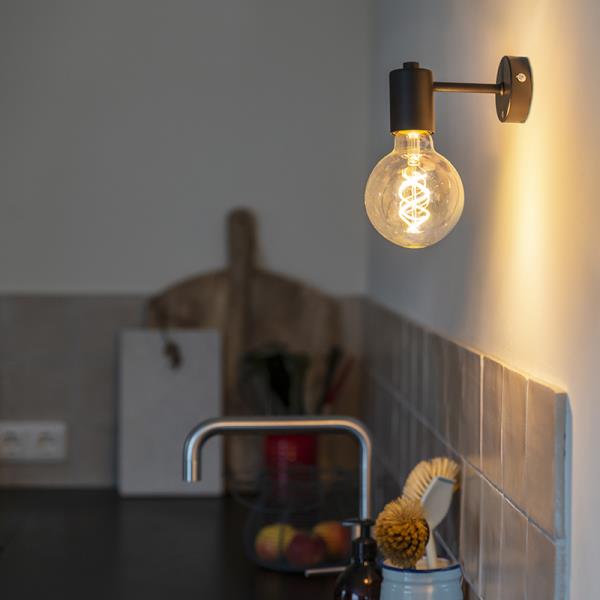 Černá industriální nástěnná lampa - Facil