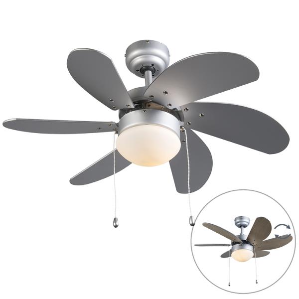 Stropní ventilátor ocelový s potiskem dřeva 80 cm s tahovým spínačem - Fresh