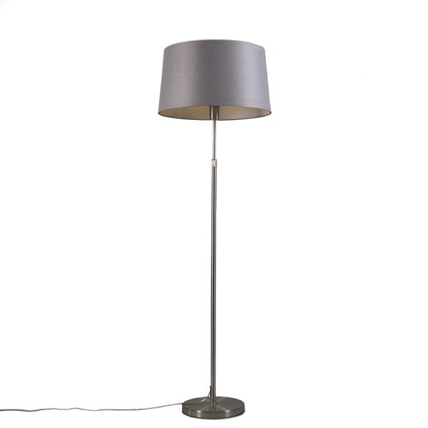 Stojací lampa ocelová s šedým stínítkem 45 cm nastavitelná - Parte