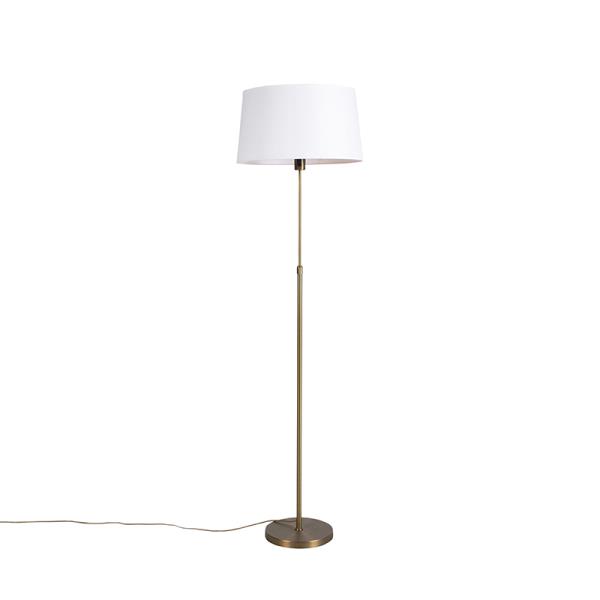 Stojací lampa bronzová s lněným stínítkem bílým 45 cm nastavitelná - Parte