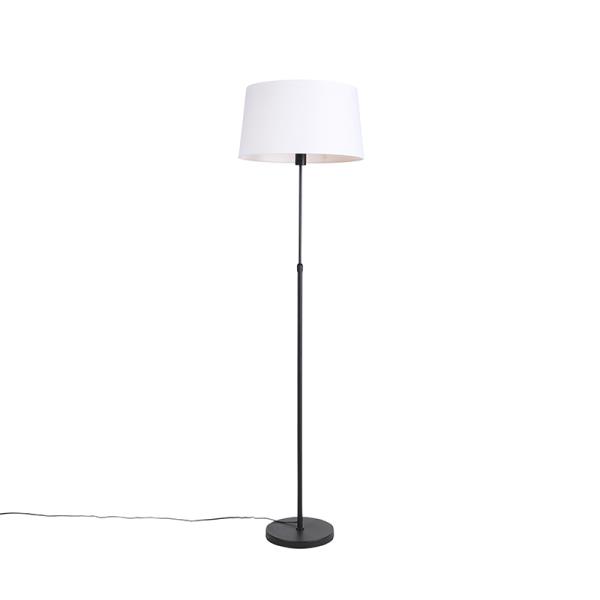 Stojací lampa černá s bílým lněným stínítkem 45 cm nastavitelná - Parte