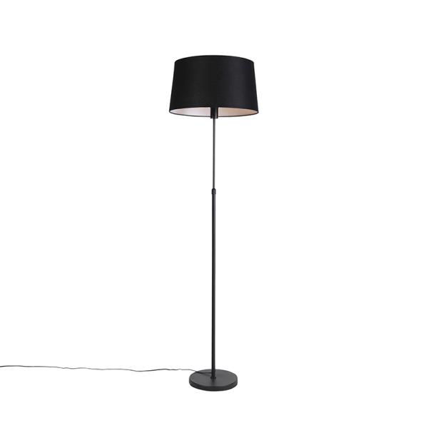 Stojací lampa černá s černým lněným stínítkem 45 cm nastavitelná - Parte
