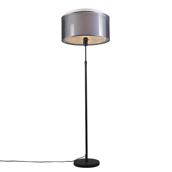 Stojací lampa černá s černým/bílým stínítkem 47 cm nastavitelná - Parte