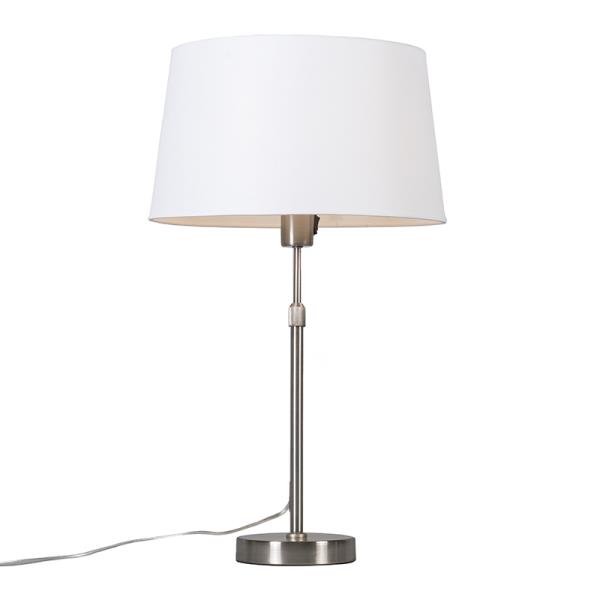Stolní lampa ocelová s bílým stínítkem 35 cm nastavitelná - Parte