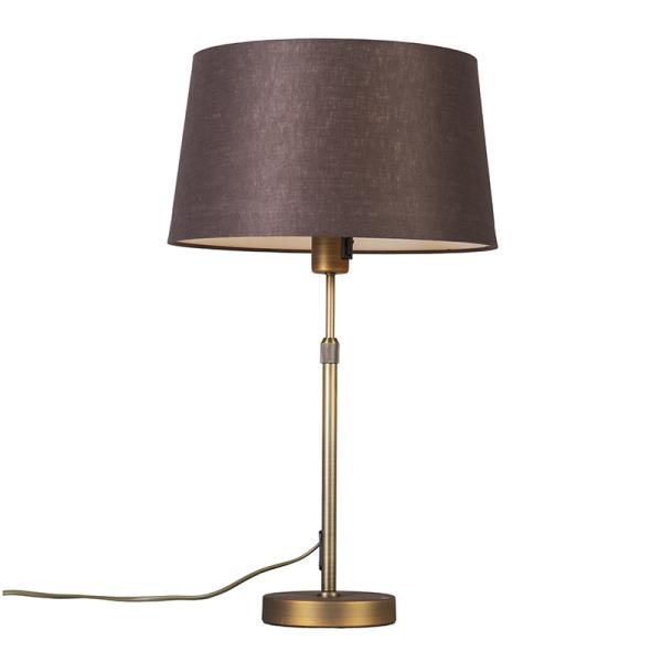 Stolní lampa bronzová s hnědým stínítkem 35 cm nastavitelná - Parte