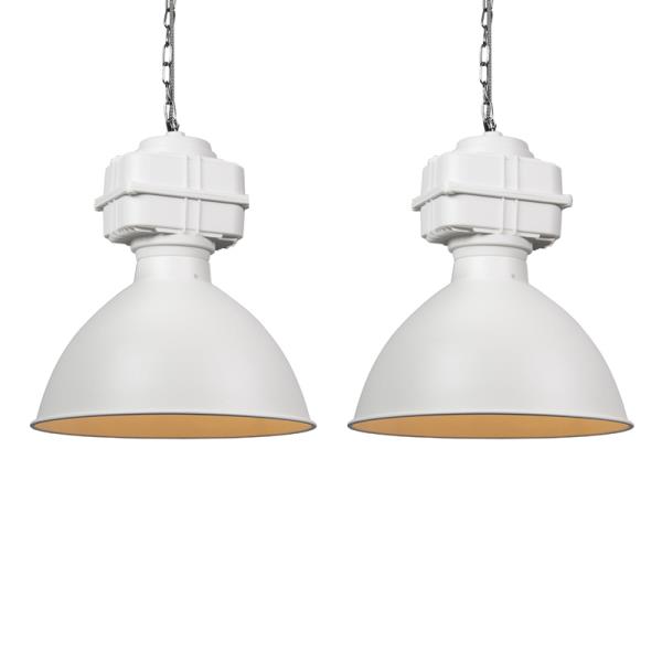 Sada 2 průmyslových závěsných lamp malých matných bílých - Sicko