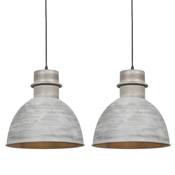 Sada 2 rustikálních závěsných lamp šedá - Dory