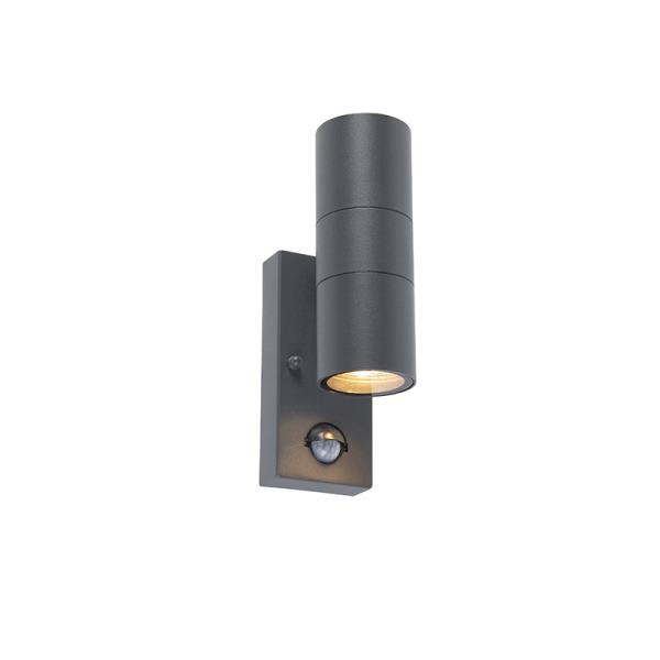 Venkovní nástěnné svítidlo antracitové s pohybovým senzorem 2-světlo IP44 - Duo