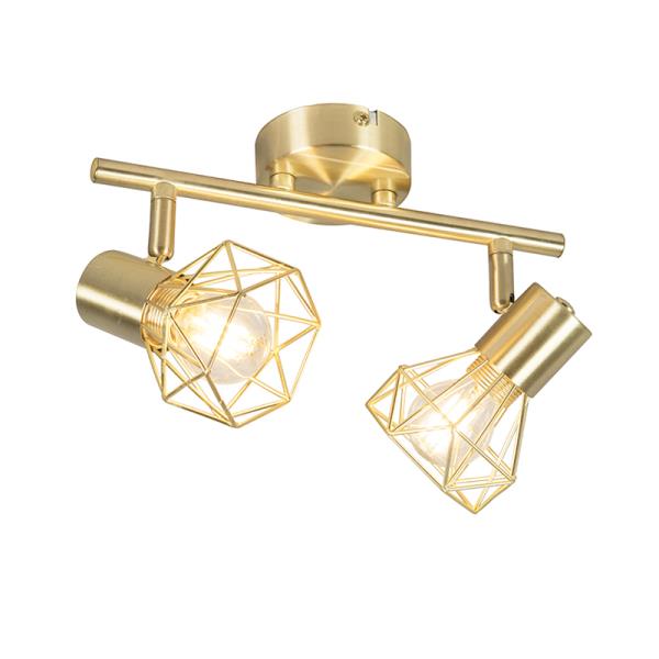 Bodové světlo Art Deco mosazné naklápěcí a otočné 2-světlo - Mosh