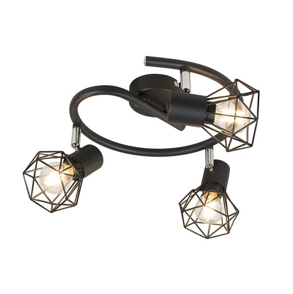 Reflektor Art Deco černý nastavitelný 3-světlo - Mosh