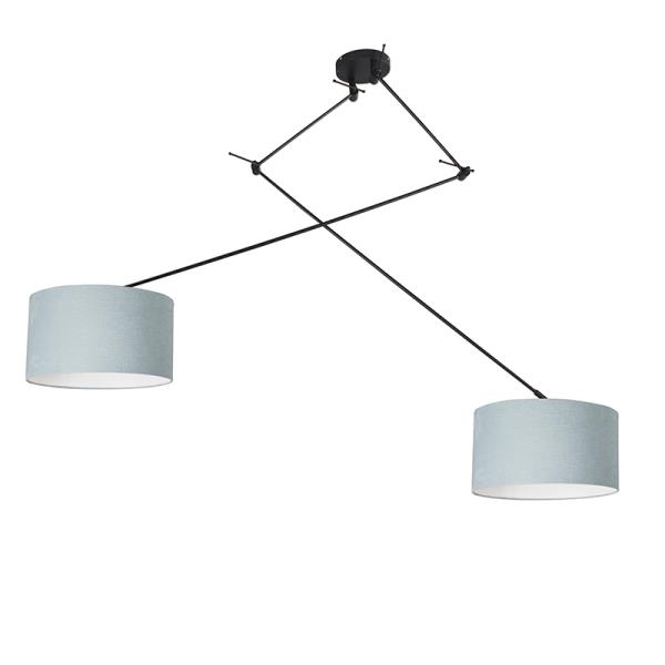 Závěsné svítidlo černé sstínítkem 35 cm světle modré nastavitelné 2-světlo - Blitz Závěsné svítidlo černé sstínítkem 35 cm světle modré nastavitelné 2-světlo - Blitz