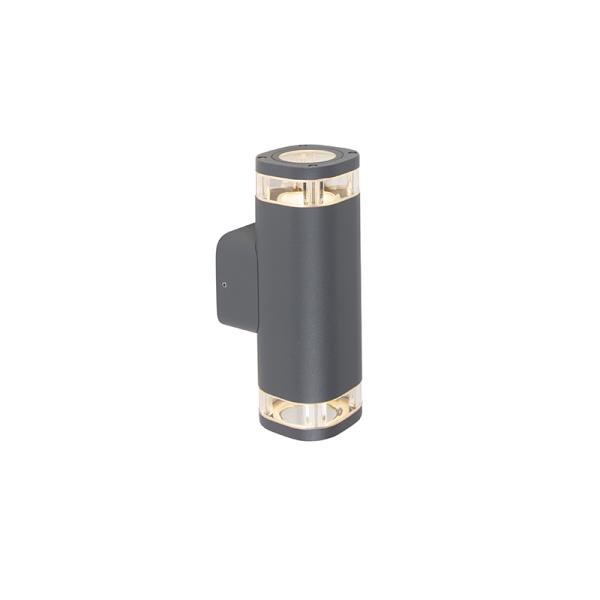 Moderní venkovní nástěnné svítidlo čtvercové 2-světlo tmavě šedé - Fox