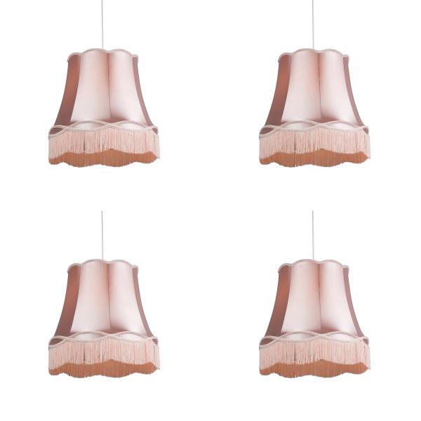 Sada 4 retro závěsných lamp růžových 45 cm - Granny
