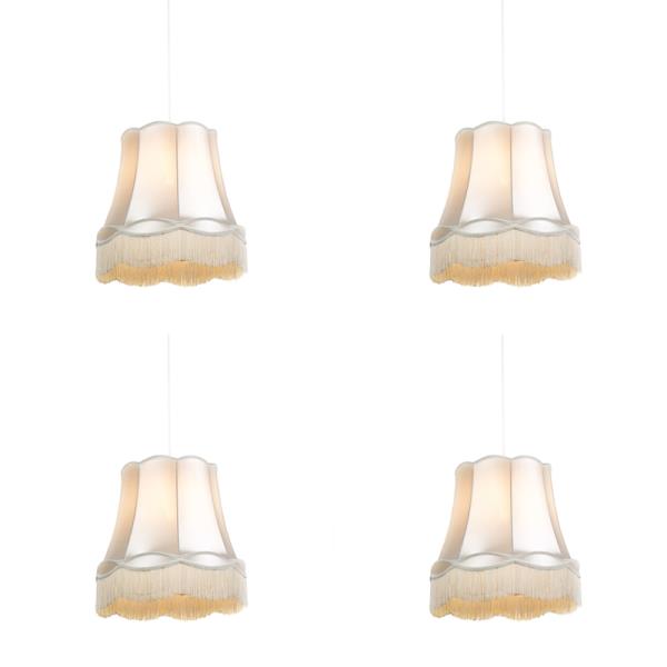 Sada 4 retro závěsných lamp krémová 45 cm - Granny