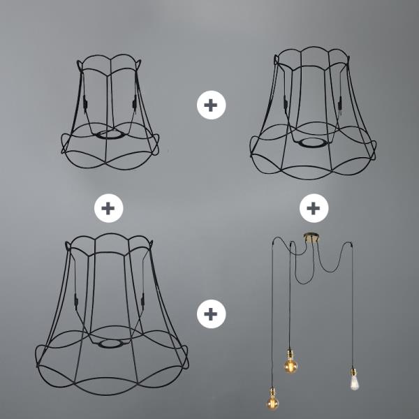 Retro závěsné svítidlo černé - Granny Frame 3