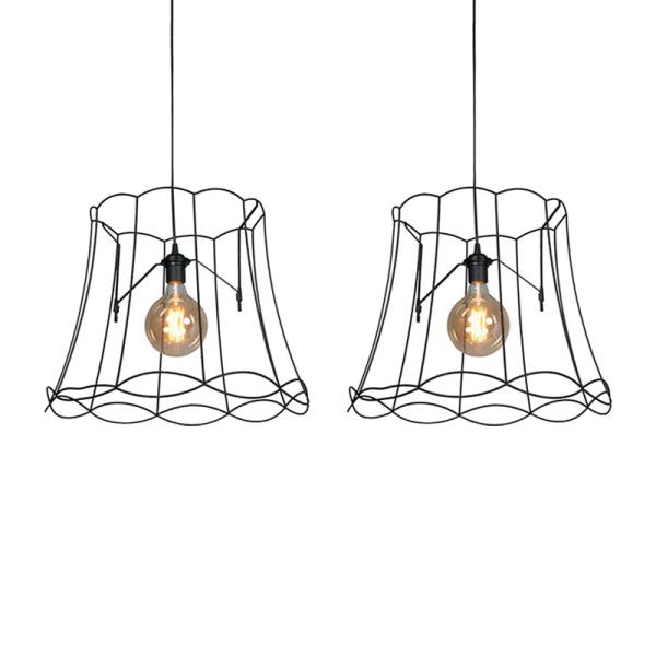 Retro závěsné lampy sada 2 kusů černá 50 cm - Granny Frame