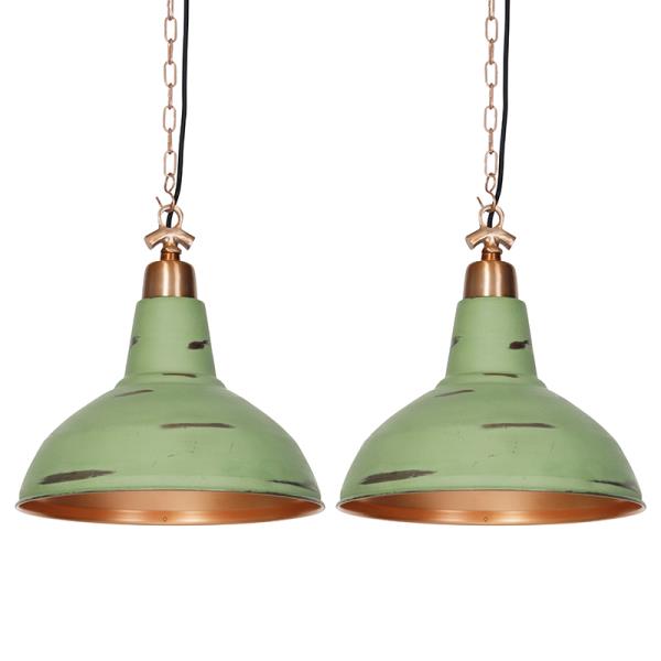 Sada 2 vintage závěsných lamp měď - Goliath large