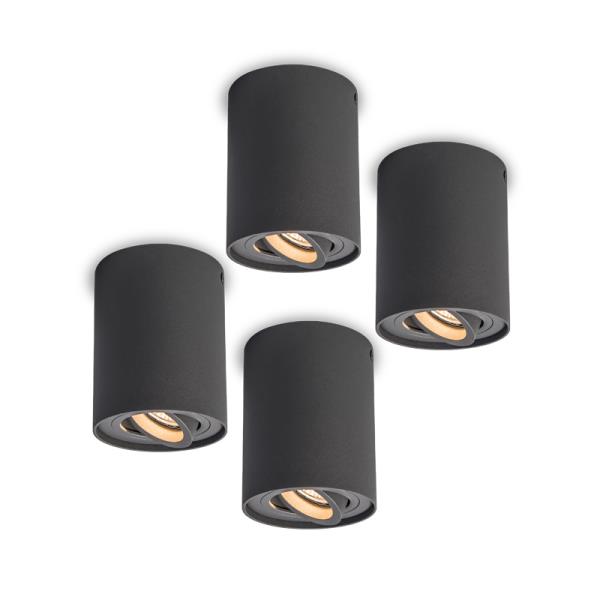 Sada 4 tmavě šedých otočných a naklápěcích bodových světel - Rondoo up