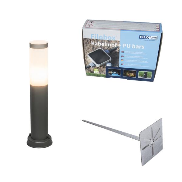 Venkovní lampička na sloup antracitová 45 cm IP44 - Rox szemní hrotou akabelovou objímkou