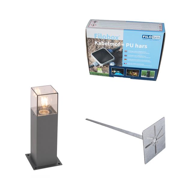 Venkovní lampa 30 cm antracitová szemním hrotem akabelovou manžetou - Denmark