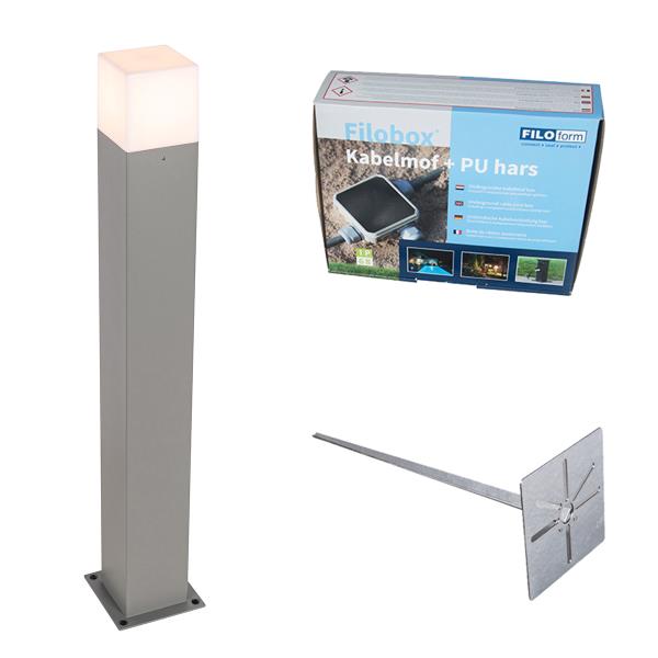 Venkovní lampa Dánsko P70 šedá se zemním hrotem a kabelovou objímkou