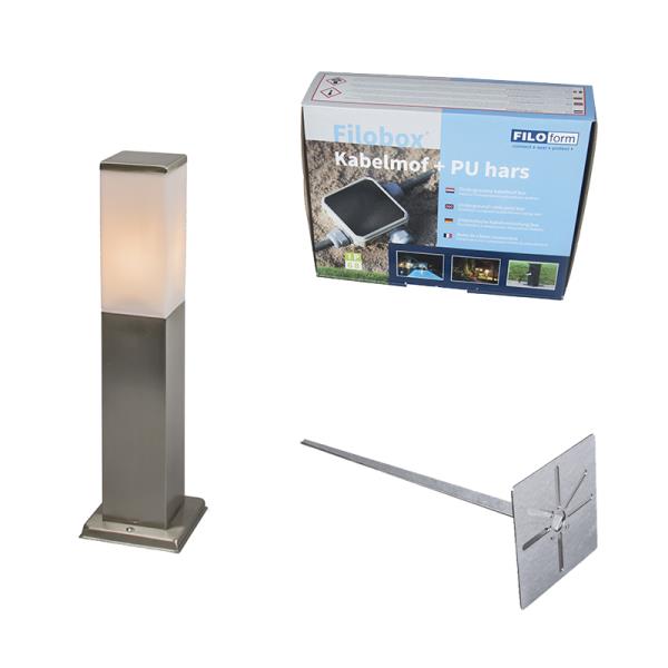 Venkovní lampa ocel 45 cm IP44 - Malios se zemním hrotem a kabelem