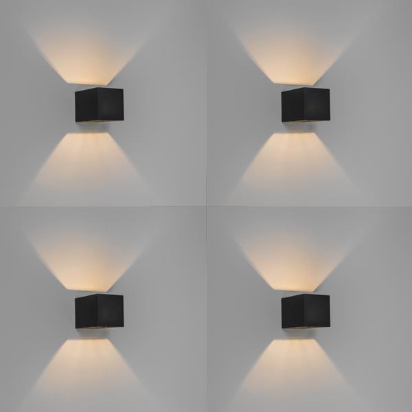Sada 4 moderních nástěnných svítidel černých - Transfer