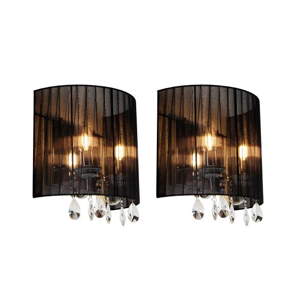 Sada 2 nástěnných lamp chrom s černým stínítkem - Ann-Kathrin 2