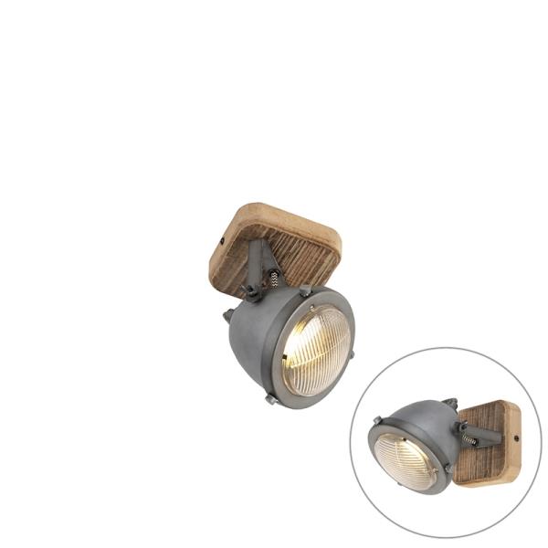 Průmyslové bodové světlo ocel s dřevěným otočným držákem - Emado