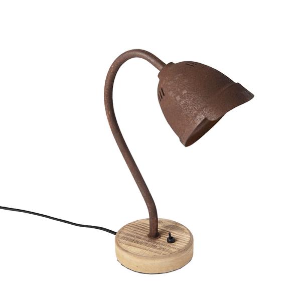 Rustikální stolní lampa rezavě hnědá - Rax