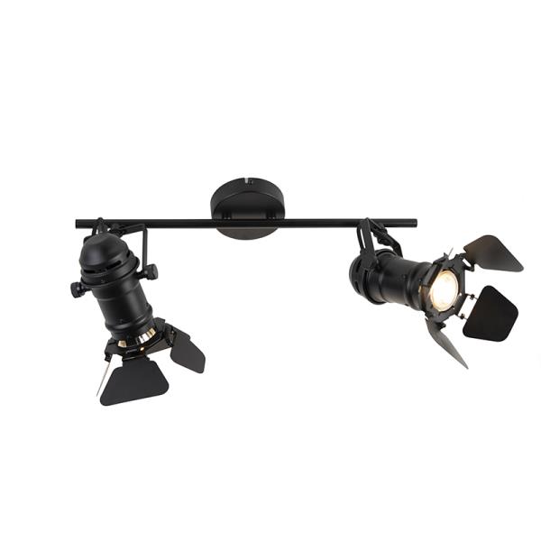 Průmyslové bodové světlo černé 2-světlo s klapkami - Movie