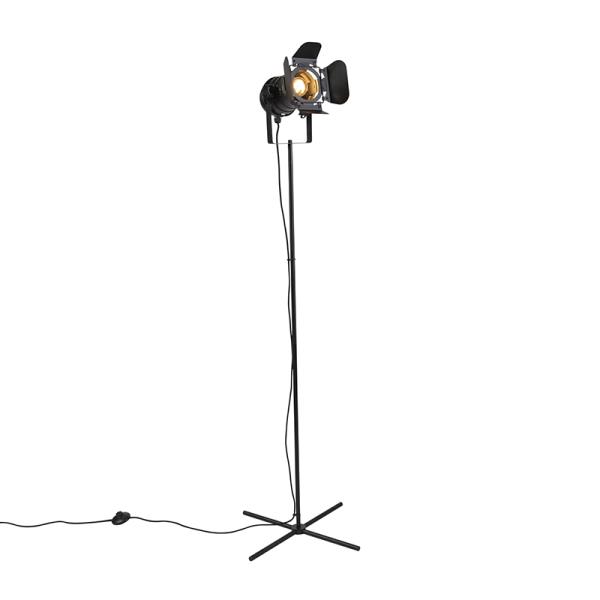 Průmyslová stojací lampa černá s nastavitelným světlem - Movie