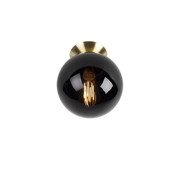 Stropní svítidlo Art Deco mosaz s černým sklem - Pallon