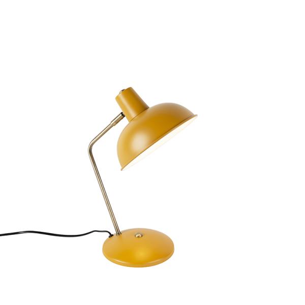 Retro stolní lampa žlutá sbronzem - Milou