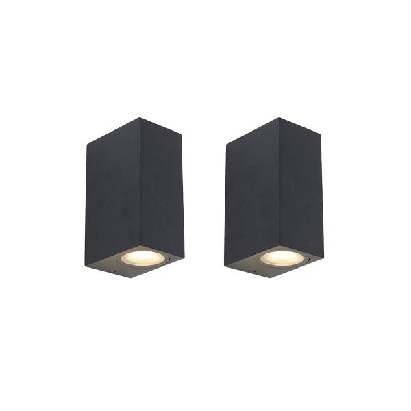 Sada 2 moderních nástěnných lamp černých 2-světlo IP44 - Baleno