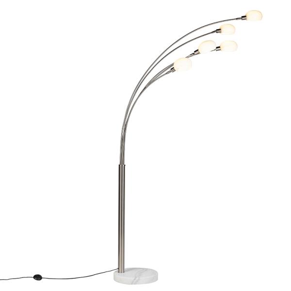 Designová stojací lampa ocelová 5-světlo - Sixties Marmo
