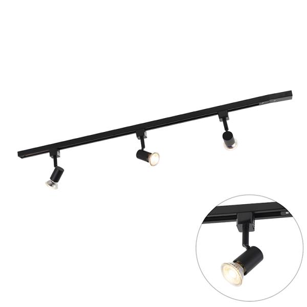 Moderní 1-fázový kolejnicový systém se 3 reflektory černý - Jeany